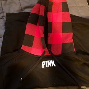 Pink buffalo plaid hoodie